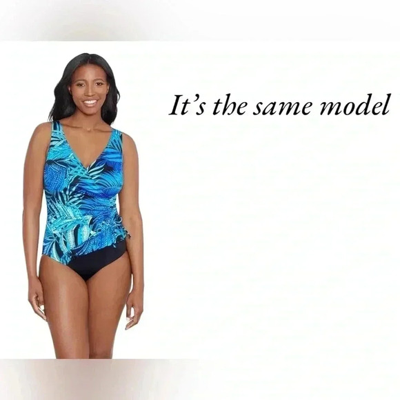 NWOT, Longitude, Ruffle Surplice Long  Torso One Piece Swimsuit, 8, Blue - Picture 11 of 12